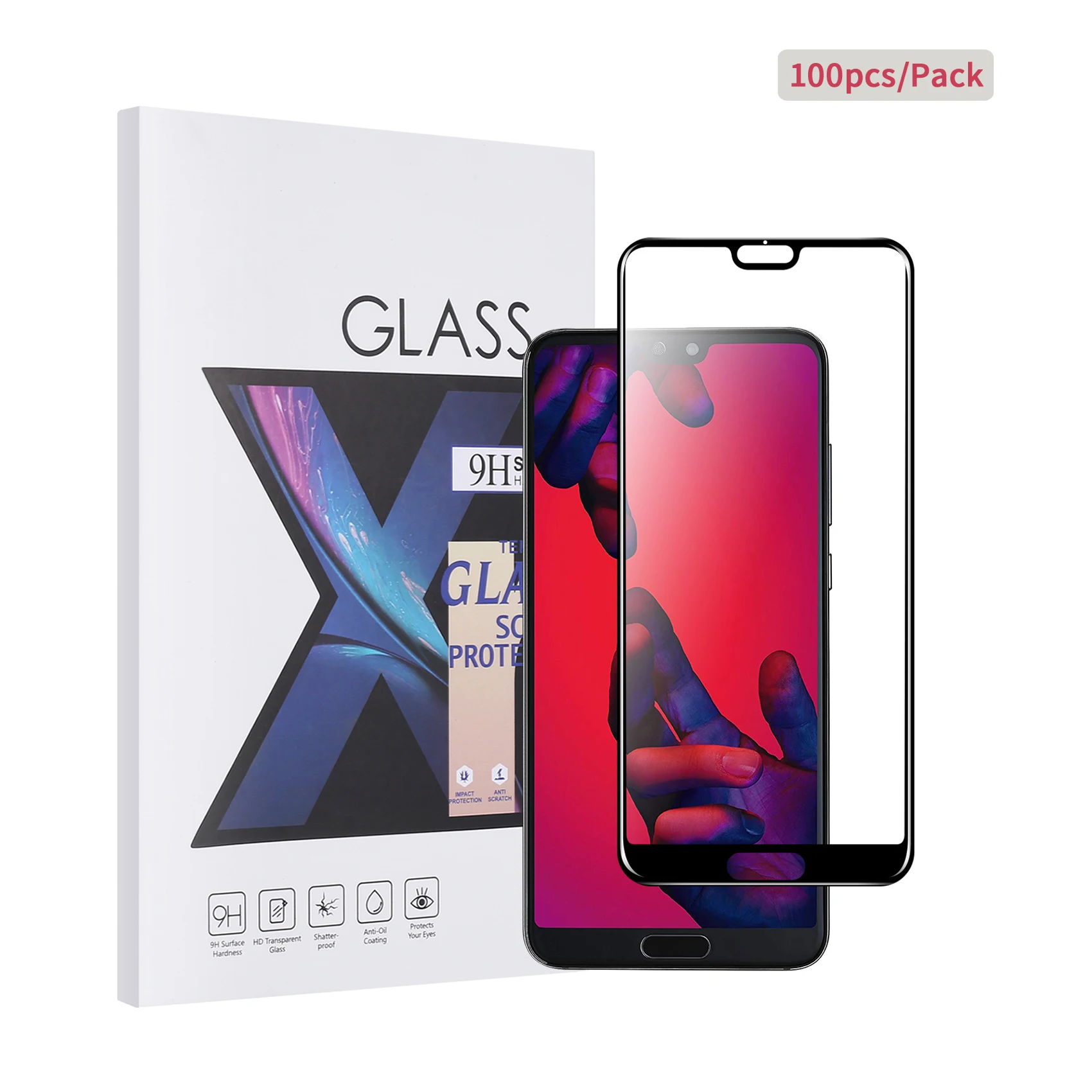 100 шт последний протектор экрана для huawei P20 pro Закаленное стекло пленка 9H Высокая твердость [Lastest изогнутый край]