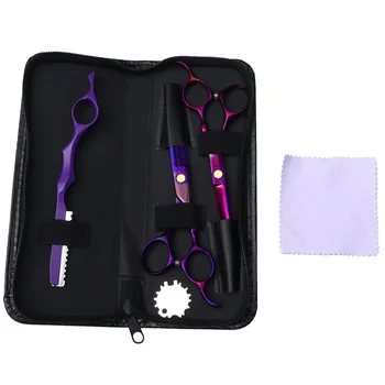 

1 Set of 6pcs Haircut Tools Bamboo Joint Handle Hair Scissors Thinning Razor Adjustment Sheet