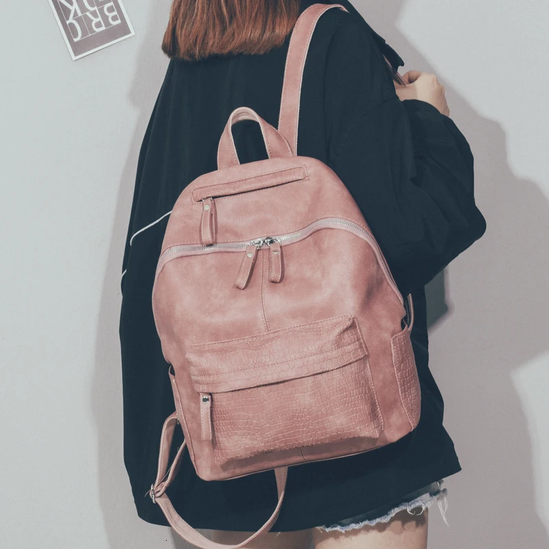 

Girl Backpacks Anti Theft Backpack Korean Style Pu Vintage Leather School Bags For Women Teenage Girls Mochila Feminina Bookbag