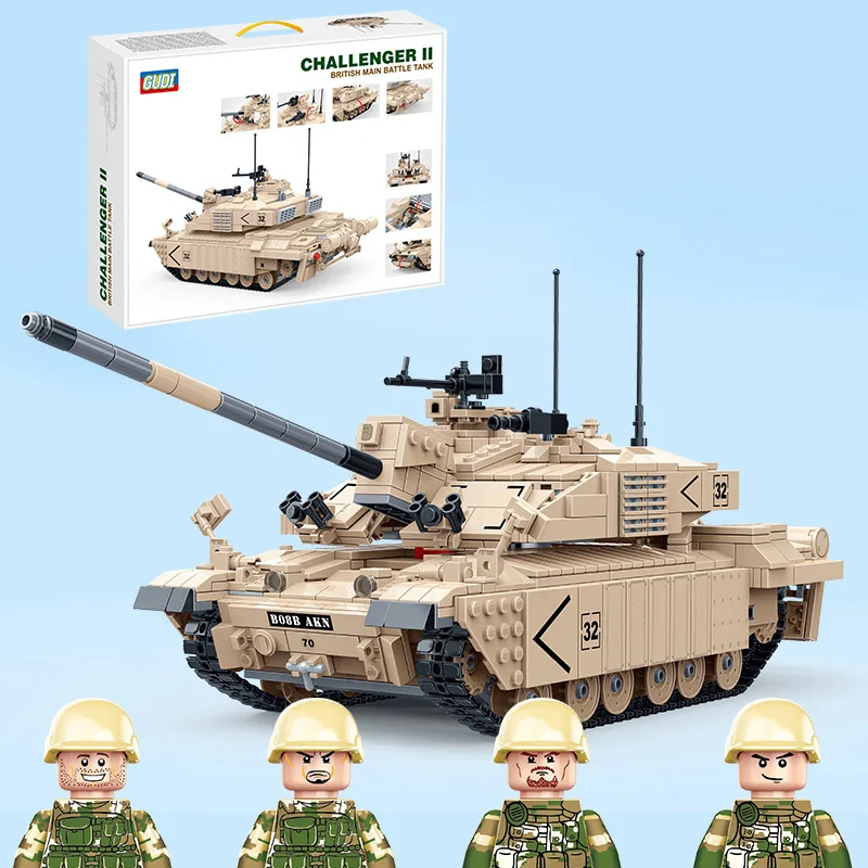

Goood 6108 the United Kingdom "Challenger" Main Battle Tank Boy Military Small Particles Assembled Building Blocks Puzzle Toy
