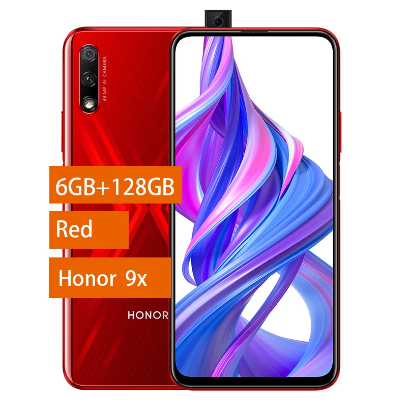 9X 6G 128G Red Honor 9X Смартфон Honor 9X Pro 4000 мАч батарея 7нм Kirin 810 48MP Авто всплывающий caemra Google Play поддержка - Цвет: 9X 6G 128G Red
