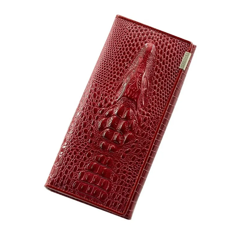 Crocodile Wallet Women's Long Zipper Genuine Leather Purse Large-capacity Hand-made Bag. |