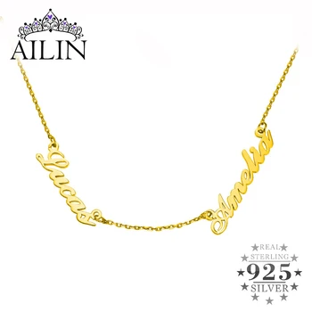 

AILIN Custom Name Smile Necklace Personalized Multiple 2 Names Family Nameplate Chain Pendant Necklace Women Mom Jewelry Gifts