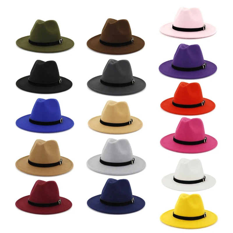 

Winter Autumn Imitation Woolen Women Men Ladies Fedoras Top Jazz Hat European American Round Caps Bowler Hats