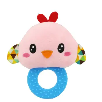 

Baby Animal Dog Plush Hand Graping BB Rattle Teether Educational Teething Toy New