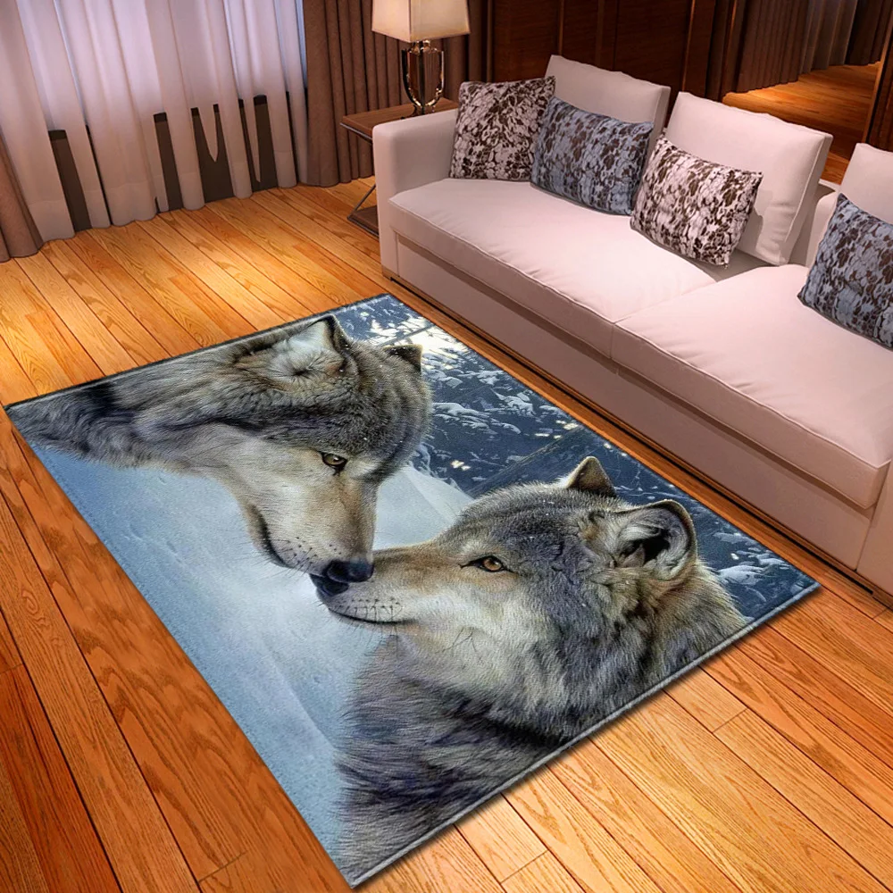 Floor Rug Mat Wild Animals Wolf Scenic Kids Bedroom Carpet Living Room Area Rugs