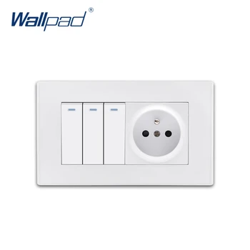 

3 Gang 2 Way EU French Socket Wallpad Luxury White PC Panel Wall Light Switch Rocker Switch 16A AC110~250V