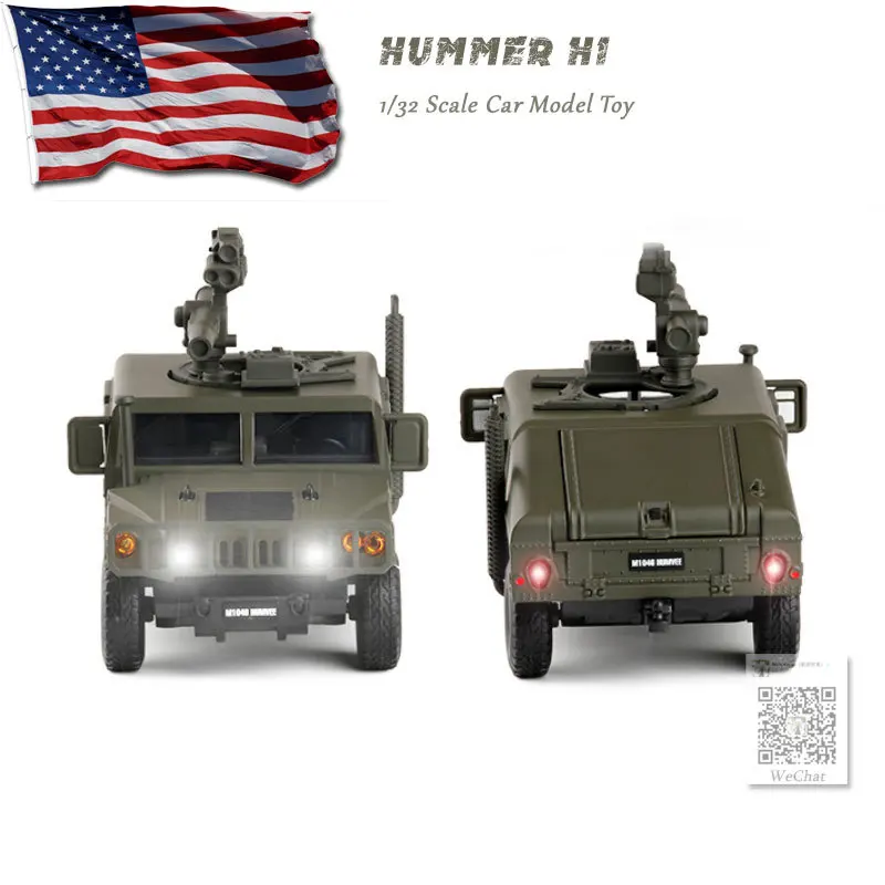 JK 1/32 масштаб военная модель игрушки армии США Hummer H1 SUV Звук Свет литья под давлением Металл тяните назад модель автомобиля игрушка для детей, подарок