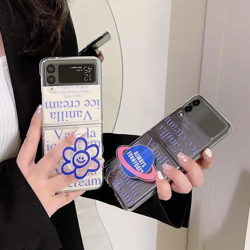 

Прозрачный чехол для Samsung Galaxy ZFlip3 Caseins корейский английский текст мультфильм кронштейн защитный чехол для пары для ZFlip3