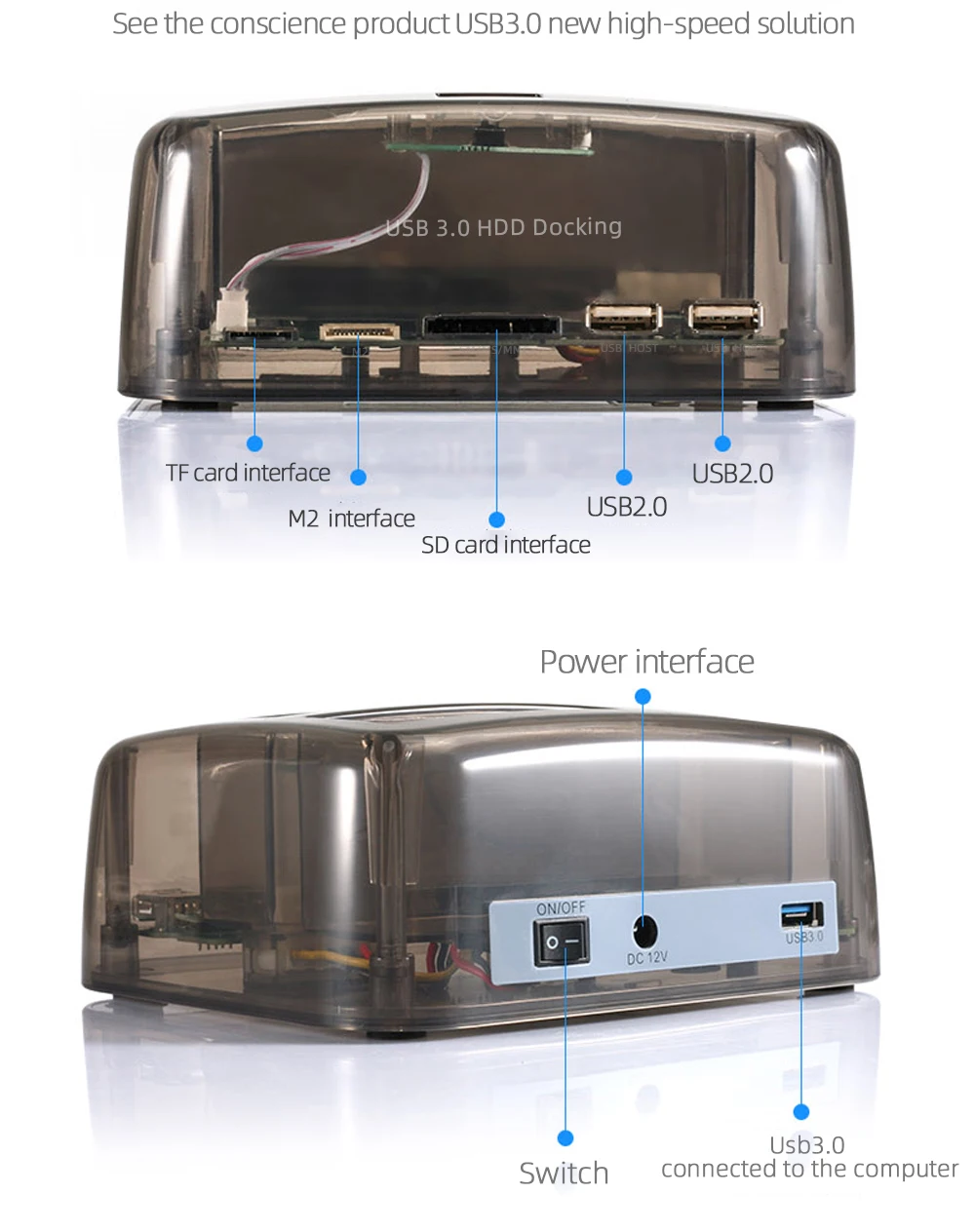 TISHRIC HDD Docking Station IDE SATA 2 In 1 HDD Dock Internal Hard Disk Drive For 2.5 3.5 Inch SSD Disk Case Reader USB 2.0