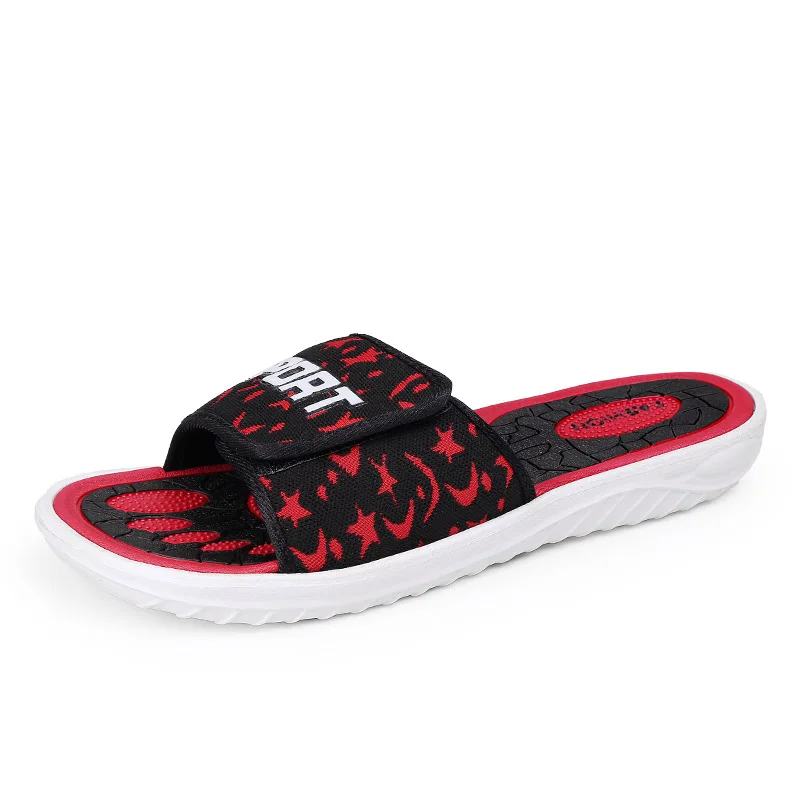 

Summer Trend Velcro Single-strap Slipper Men's Fly Weaving Surface Slipper Breathable Anti-slip Resistant Rubber Sole Beach Slip