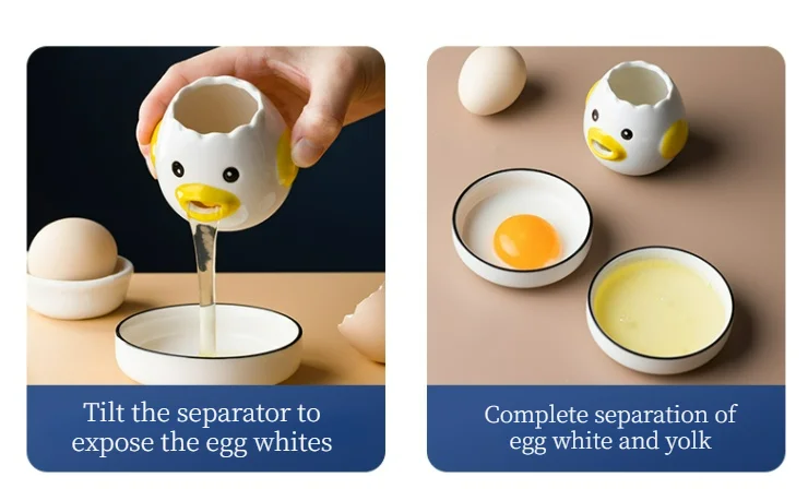 Separatore di uova in ceramica a forma di pollo tuorlo filtro bianco strumento di cottura per la casa bambini casalinga divertimento 