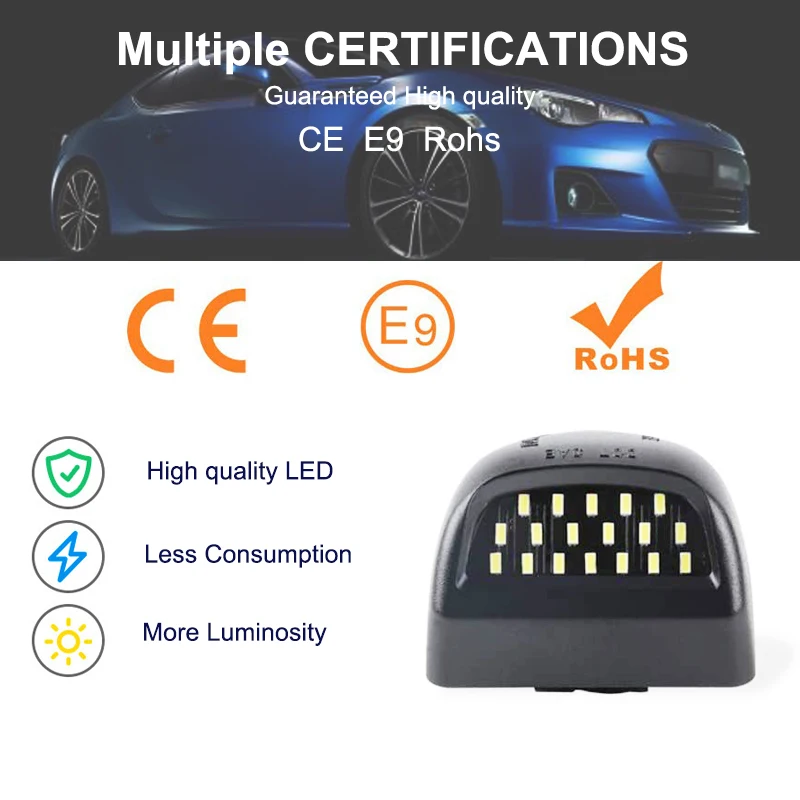 Белый светодиодный светильник для номерного знака 18SMD 2 шт. корпус IP68 Chevy Silverado