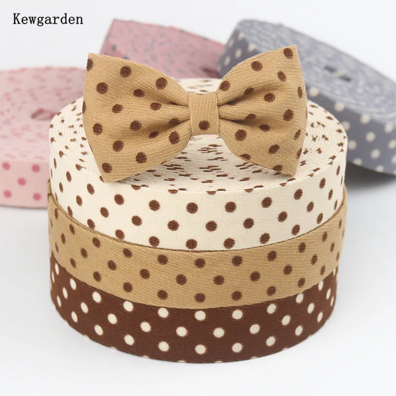 

Kewgarden 2" 1" 10mm 25mm 50mm Dots Knitting Fabric Layerling Cloth Ribbon DIY Bow tie Hair Accessories Handmade Carfts 11 Yards