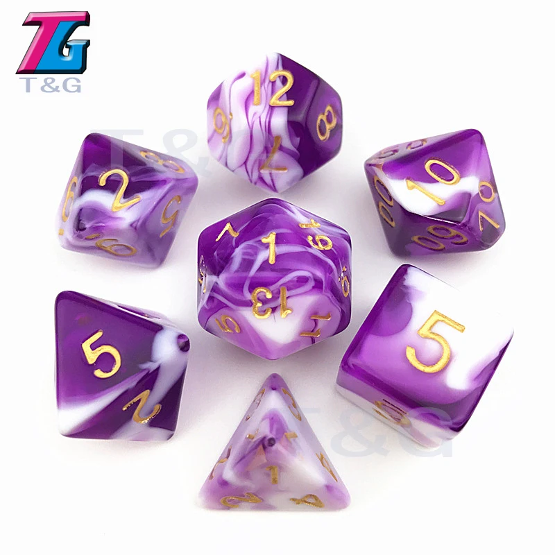 Децидер прозрачный и белый цвет игральные кости D4-D20 для ролевых игр партии игрушки 7 цветов