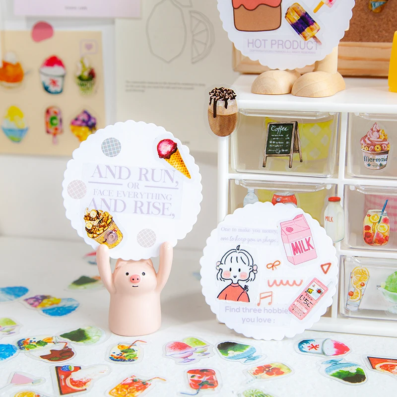 

45Pcs Kawaii Ice Cream Stationery Sticker Cute Drink Sticker Children Paper Sticker DIY Scrapbook Diary Album Summer