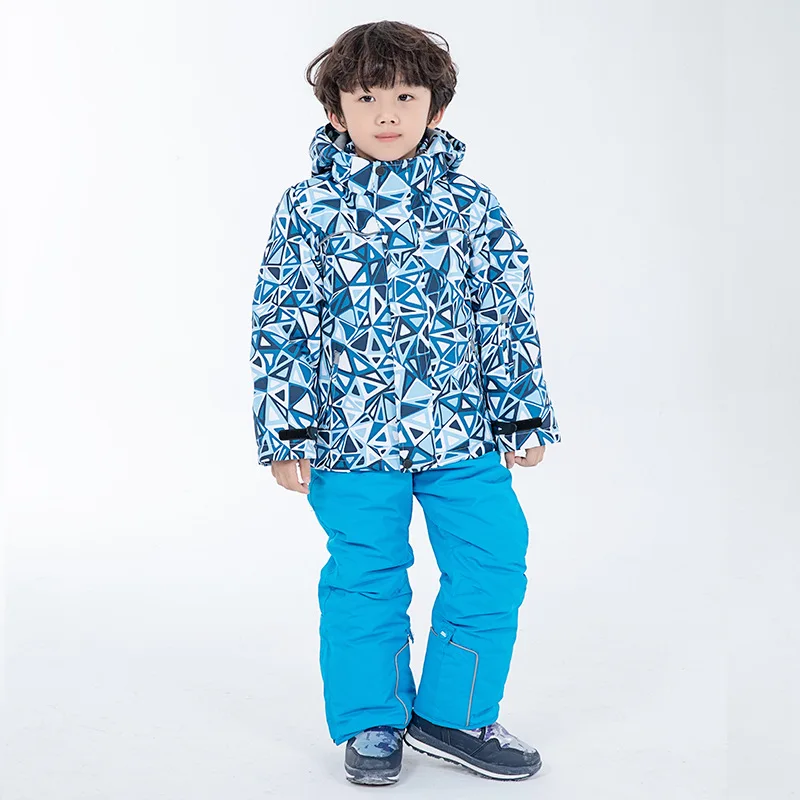Детский лыжный костюм; детская Водонепроницаемая теплая флисовая куртка и штаны для девочек и мальчиков; зимняя одежда для катания на лыжах и сноуборде - Цвет: color 06