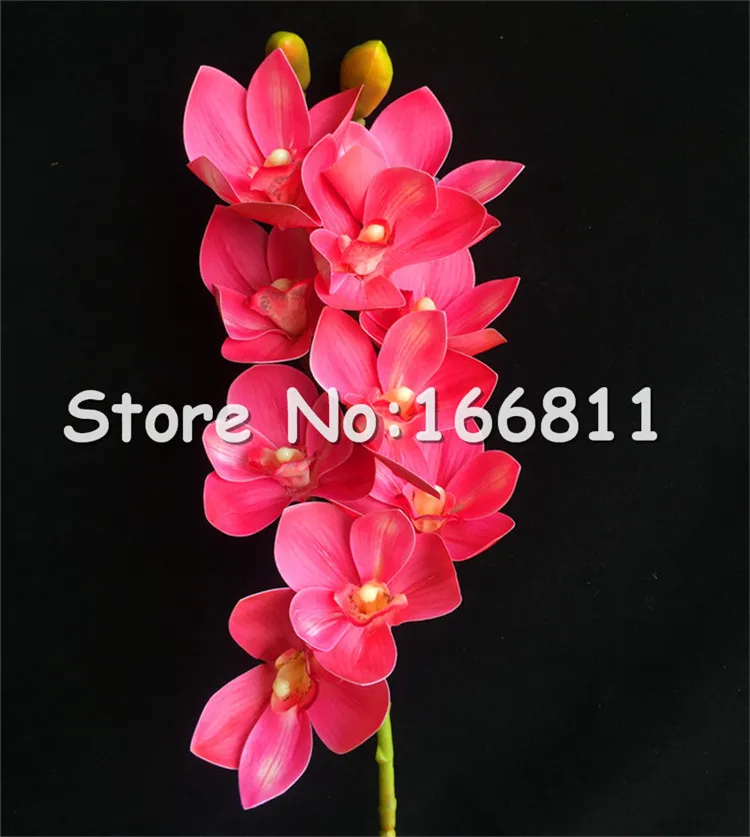 deep pink cymbidium Искусственный цветок орхидеи фаленопсис, настоящее прикосновение, латекс, высокое качество, Бабочка, Орхидея, Цимбидиум, растение, центральный силиконовый цветок - Цвет: deep pink cymbidium