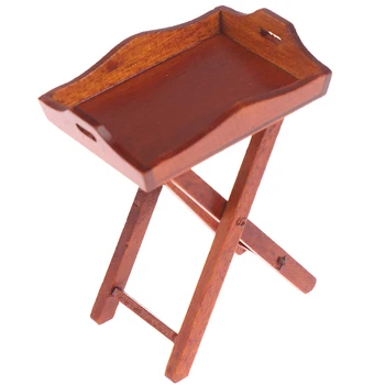 

1:12 Dollhouse Miniature Model Furniture Kitchen Wooden Tray Food Coffee Table Shelf Toys Size:5*3.5*6.5cm Wood > 3 Years Old