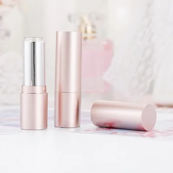 

Fashion High Grade Matte Rose Gold Color Round Shape Handmade Girl Empty Lipstick Tube Lip Pomade lip gloss tubes with wand