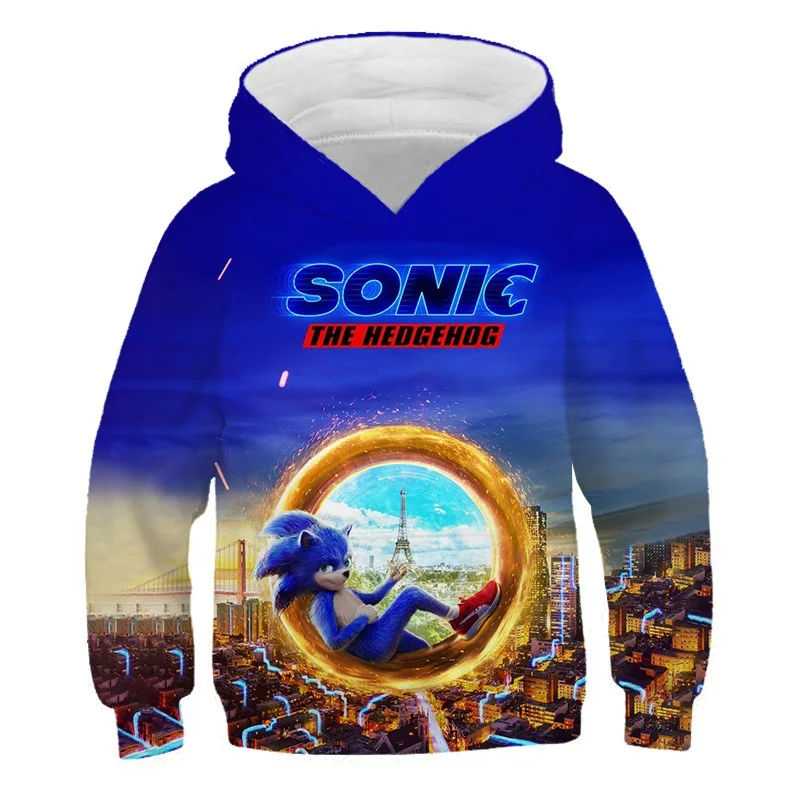 Детская одежда Sonic hedgehog Осенний пуловер свитшоты с капюшоном худи принтом