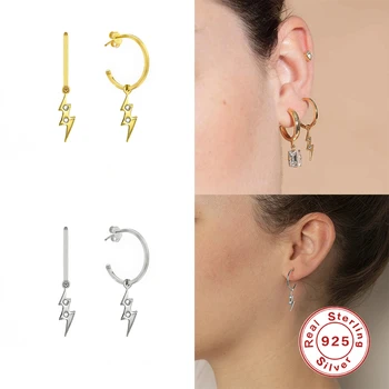 

Aide Pure S925 Sterling Silver Diamond Stud Earrings Women 2020 Jewelry Wholesale Minimalist Lightning C-Shaped Earrings Bijoux