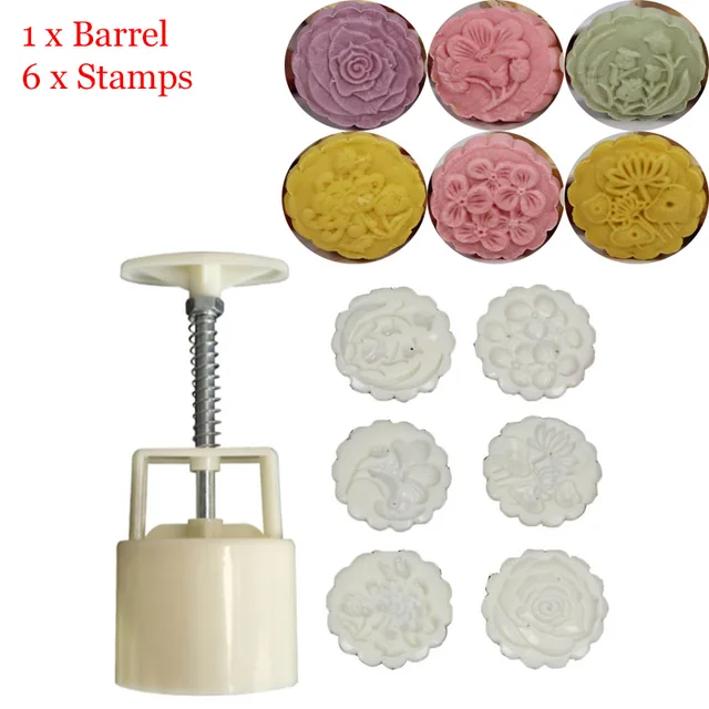 Moon Cake Round Mooncake Mold Mould Decor 6 Style Rose Flower 3D Silicone 