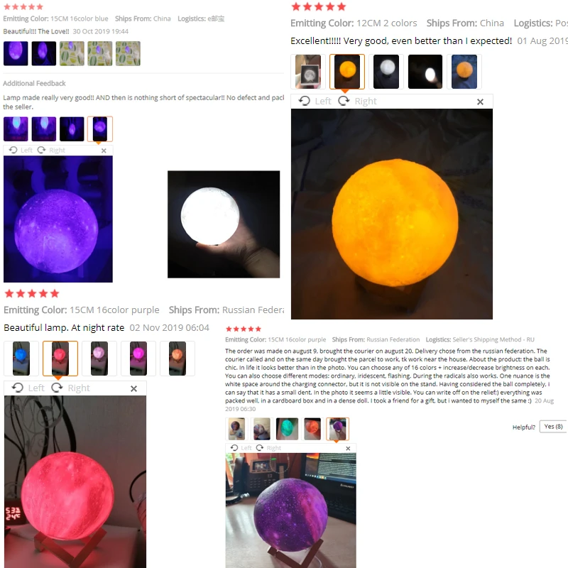  Rechargeable Moon lamp Moon Light 3D Print LED Night Lampe Bedside Children's Night Light Desk Deco - 32972146078