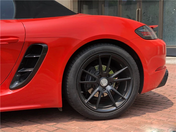 Полностью из углеродного волокна боковые вентиляционные отверстия для Porsche 718 Boxster Cayman автомобильные аксессуары комплекты для кузова стильные боковые вентиляционные отверстия из настоящего углеродного волокна