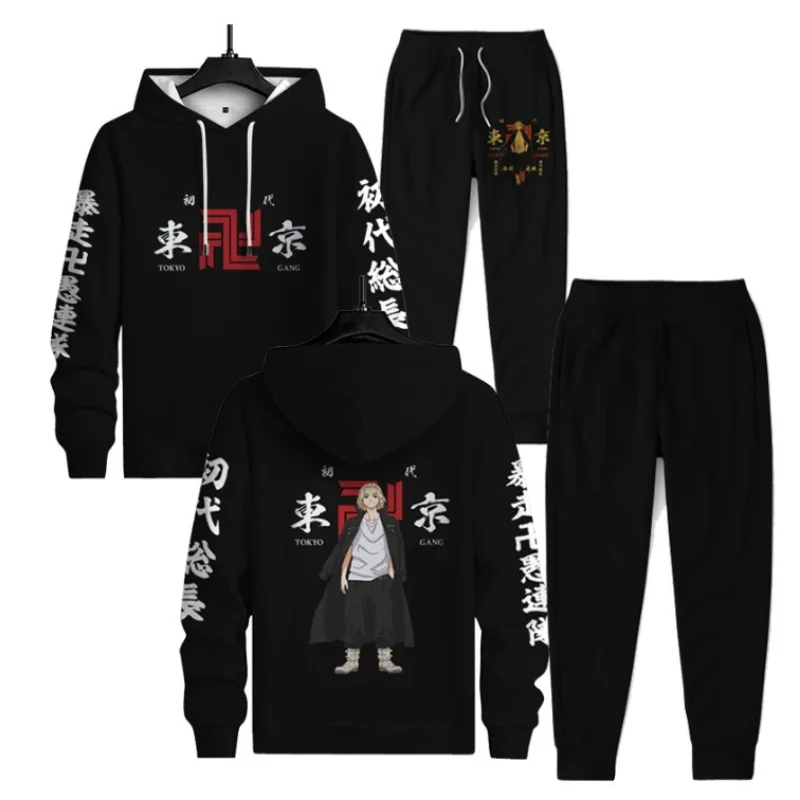 

Anime Tokyo revengers Cosplay clothing cartoon printed Hooded Sweatshirt Pants Set casual street wear