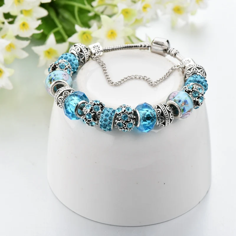 Crystal Blue Charm Bracelet Bracelets f02846ee759da375bf7e2a: BT200331BU