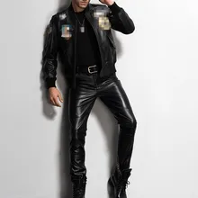 Мужские прямые брюки из натуральной коровьей кожи, новинка, мотоциклетные байкерские брюки, мужские Модные брендовые облегающие брюки высшего качества, большой размер 36