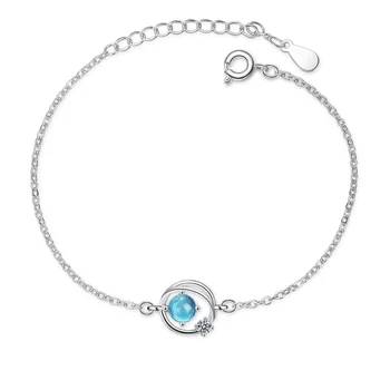 

925 Sterling Silver Blue Crystal Planet Charm Bracelet For Women Bracelet &Bangle Fashion Jewelry Birthday Party SL385