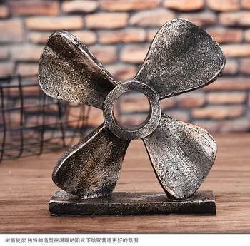 

[New] Vintage Sculpture Simulation Paddle wheel model Statue Art Carving Resin artware Figurine Home Decorations