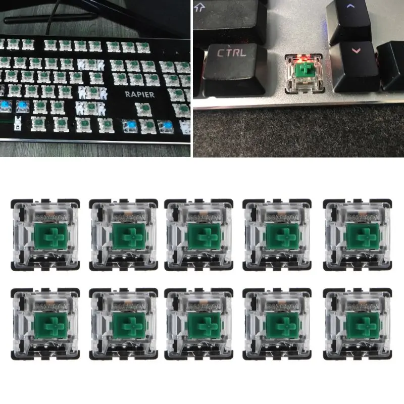 10 шт. механическая клавиатура Gateron MX 3 Pin Зеленый переключатель прозрачный