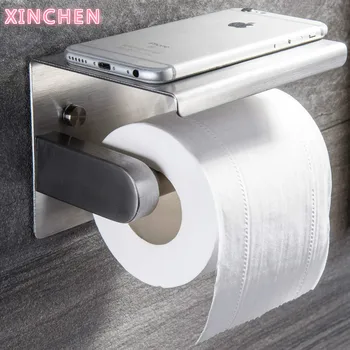 

XINCHEN 304 Stainless Steel Toliet Paper Holder Bathroom Kitchen Toilet Roll Holder Self-Adhesive Phone Holder Brushed 2020