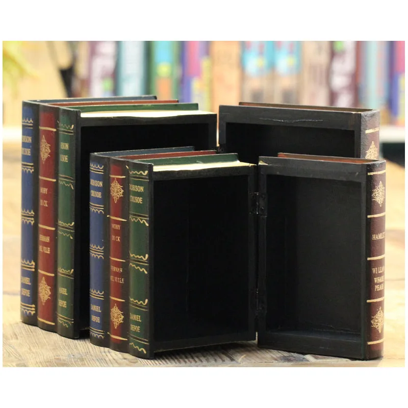 Стильная коробка для хранения книг винтажная деревянная коробка сундук-органайзер деревянная коробка настольная шкатулка для украшений украшение дома