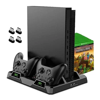 

Cooling Stand For XBOX ONE/S/X Dual Controller Charging Dock Station Vertical Holder With LED 15 Game Slots For XBOX Accessories