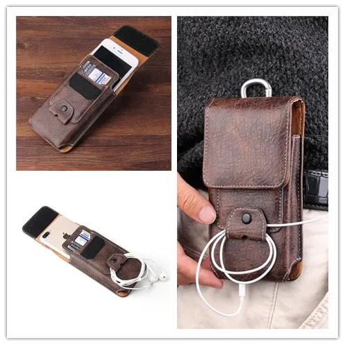 

Leather phone Case For iphone XS X 6 7 8 plus Waist Bag Magnetic holster Belt Clip phone cover for Samsung