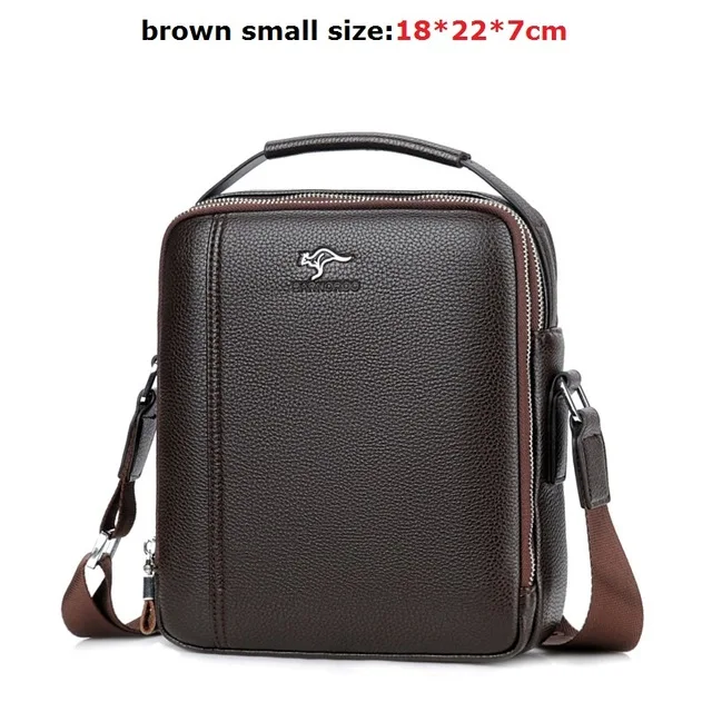 Brown Small Роскошный бренд кенгуру мужская сумка на плечо кожаная мужская сумка винтажная мужская сумка черная повседневная мужская сумка через плечо портфель маленький - Цвет: Brown Small