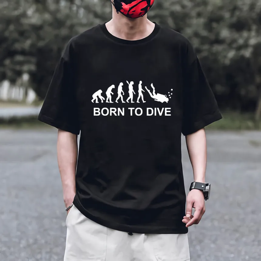 Evolution Of Scuba Diver Dive Down Flag Funny Black T-shirts Mens 2019 New Designs Summer Style Cotton T Shirt Top Tees | Мужская одежда