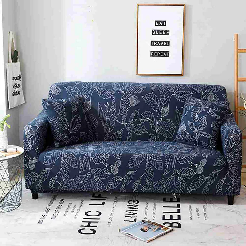 Navy Leaves sofa cover