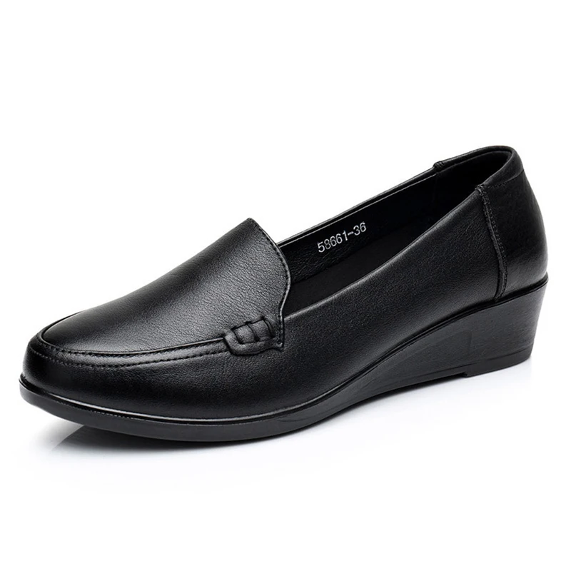 

Mother Old Female Women Shoes Flats Cow Genuine Leather Loafers Round Toe Slip On PU Superstar Size 35-41 JN-58661 Summer Low