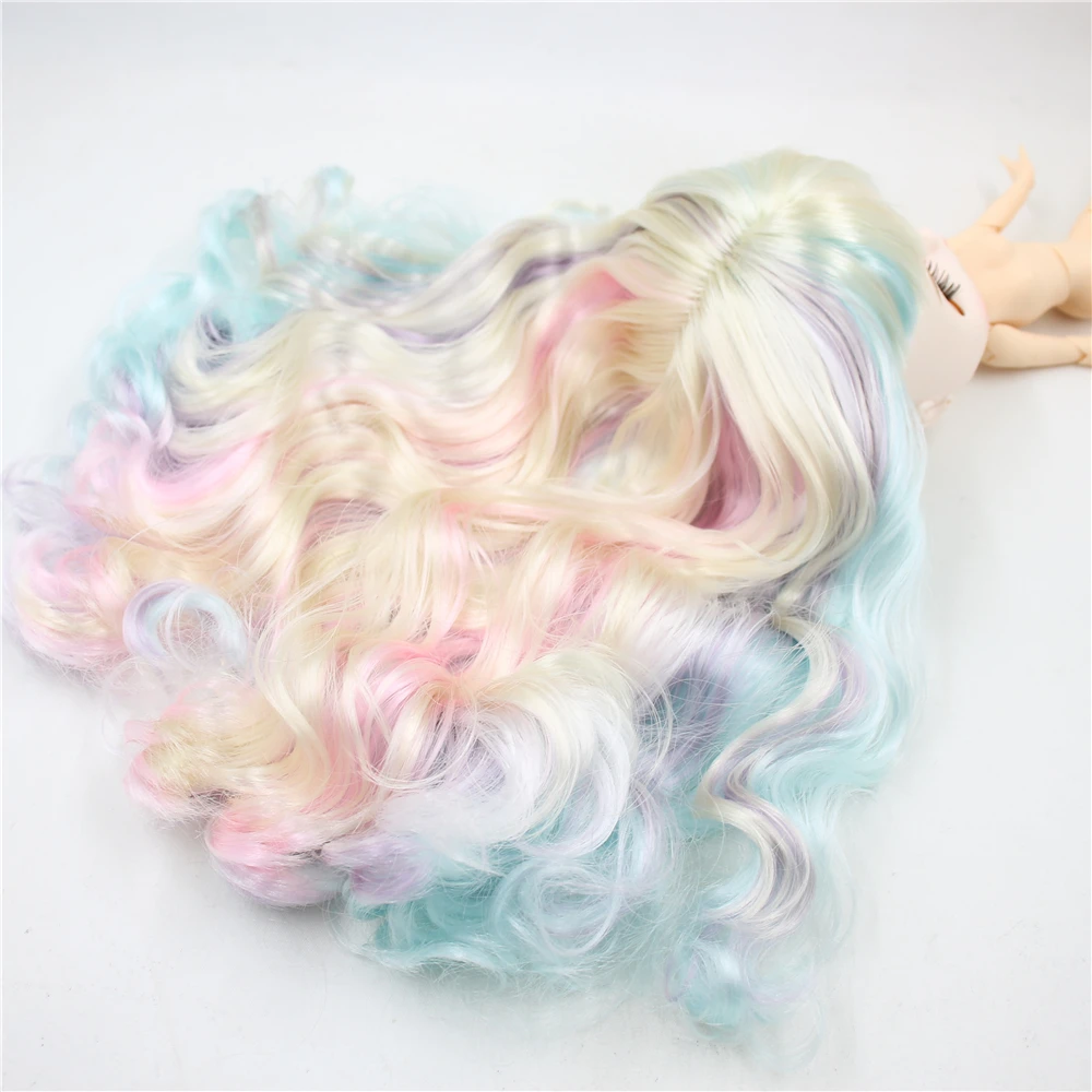 

ICY DBS blyth doll rbl scalp and dome wavy hair multi-color wig for custom doll anime toy white skin mix hair