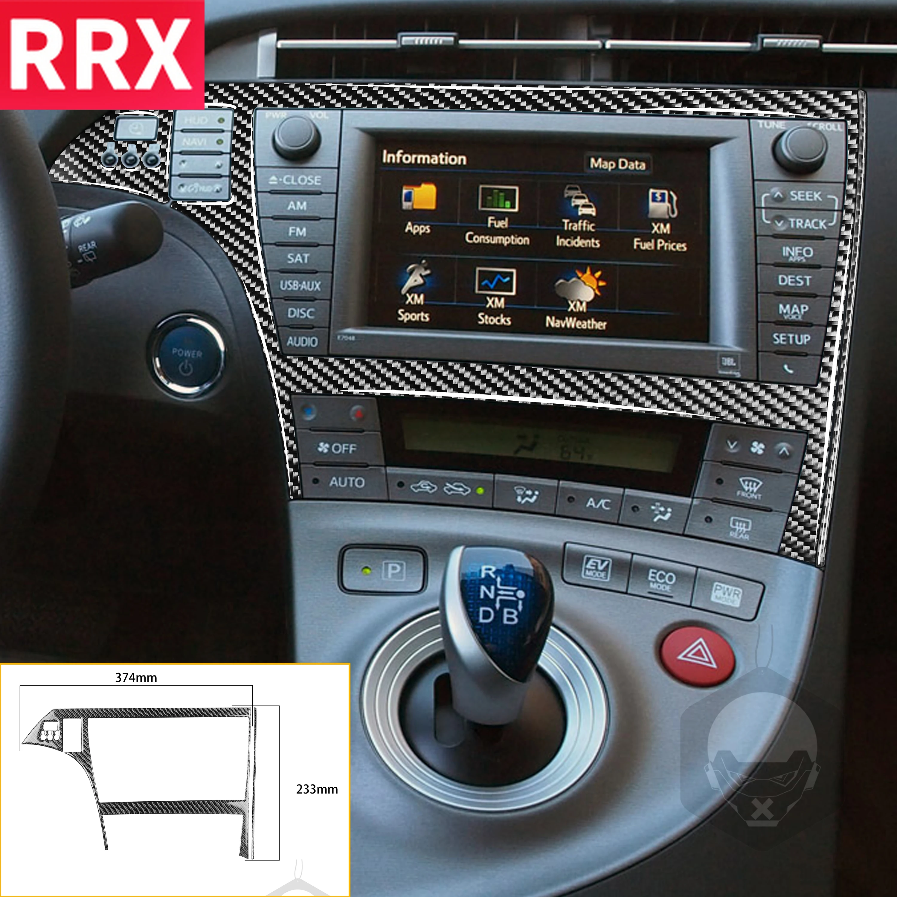 RRX For Toyota Prius XW30 ZVW30 ZVW35 2009 2015 Carbon Fiber Radio