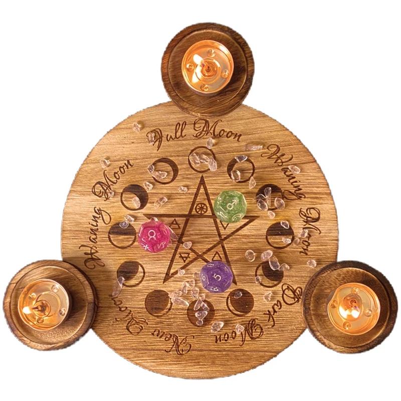 

Wooden Candle Holder Astrology Pentacle Altar Plate Divination Magic Candlestick Table Energy Ornaments Tarot O20 20 Dropship