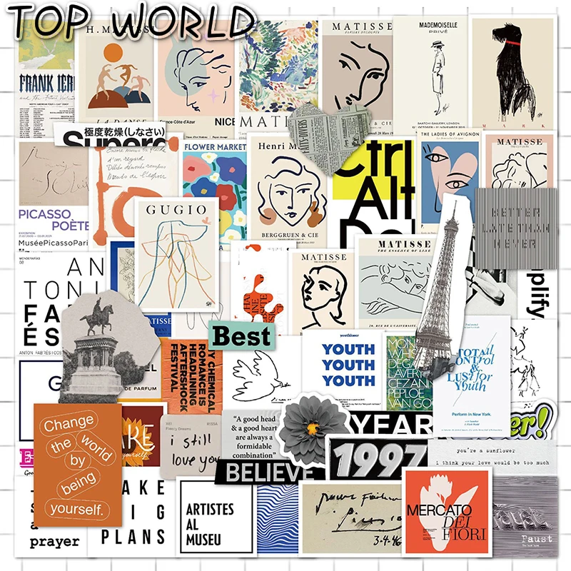 10/50Pcs/set French Pop Art Cartoon Mix Waterproof Graffiti Stickers For Luggage Diy Case Laptop Skateboard Guitar Helmet Decals