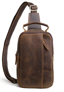 

High Quality Vintage Exquisite Cow Leather Package Classic Coffee Genuine Leather Chest Bag Top Designer Elegant Belt Bag DF312