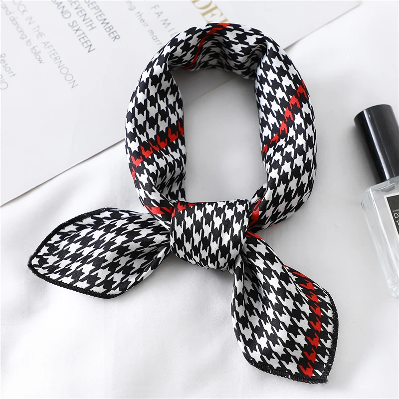 Дизайнерский Шелковый квадратный шарф для женщин маленький шейный платок модный принт повязка на голову атласный шейный платок - Цвет: FX-135
