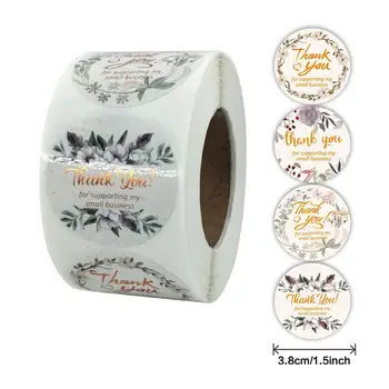 

500pcs 1.5inch Flower Thank You For Supporting My Small Businesss Stickers Fit Store Gifts Box Packaging Envelope Labels